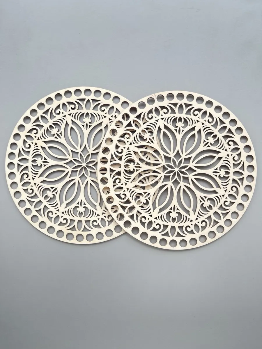 Донышки для вязания корзин резные 2шт "Лилия" 20 см